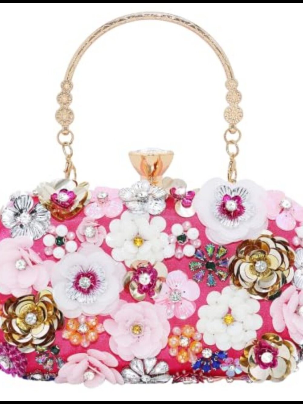 Satin Evening Clutch Handbag Floral Chain Shoulder Bag